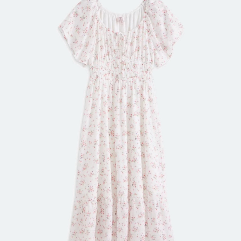 Dizzy Lizzy Stitch Fix Flutter Sleeve White Floral Midi Dress Size L